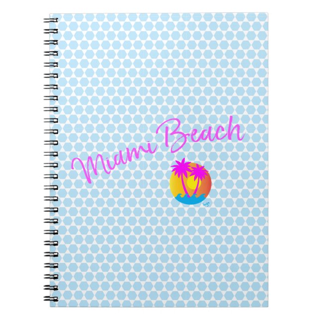 Cuaderno Miami-Beach-logo-palmeras-solares-rosadas (Frente)