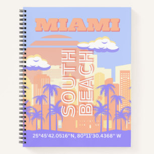 Cuaderno Miami Beach, Miami Travel Art, habitación Preppy,