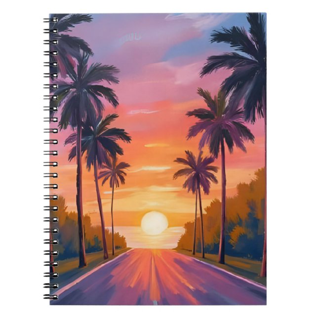 Cuaderno Miami Beach Sunset Palm Tree Tropical (Frente)