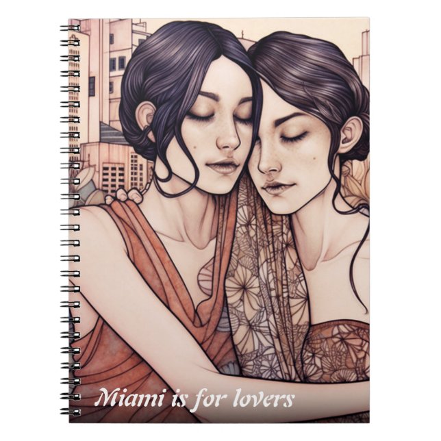 Cuaderno Miami Downtown Women Cuddling Lesbians Drawing (Frente)