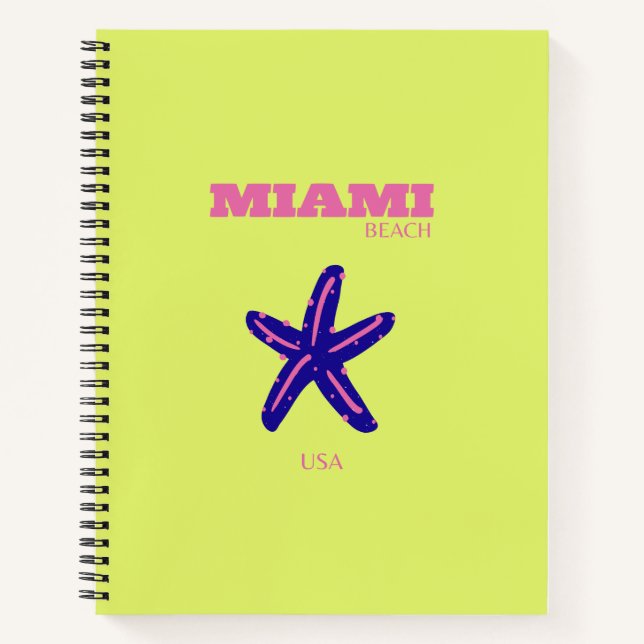 Cuaderno Miami, Miami Beach, Travel Art, Preppy (Anverso)