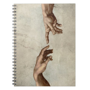 Cuaderno Michaelangelo manos creación adam dios