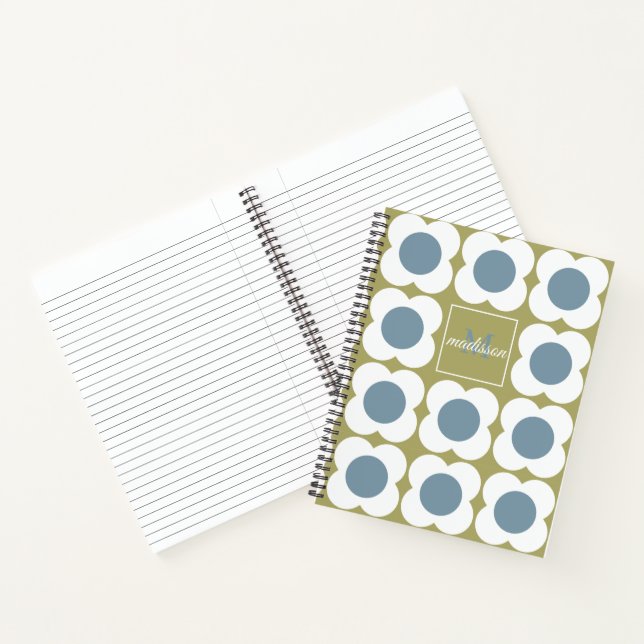 Cuaderno Mid--century floral - Sage Green & Blue flowers (Interior)