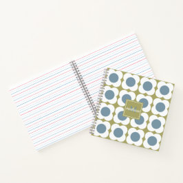 Cuaderno Mid--century floral - Sage Green & Blue flowers