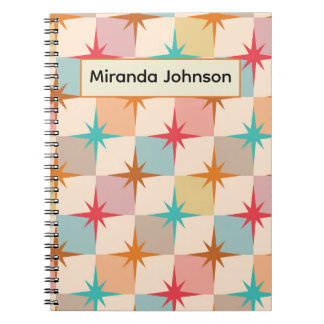 Cuaderno Mid Century Starbursts on Pastel Checkerboards 