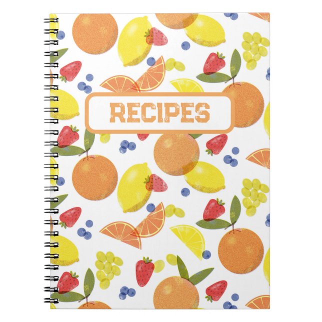 Cuaderno Mid Mod Grungy Risograph Fruit Recipe (Frente)