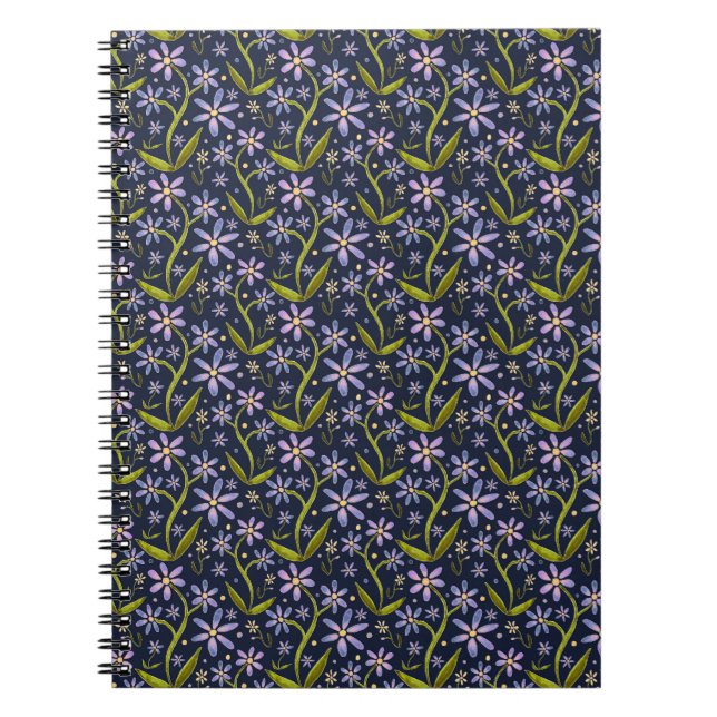Cuaderno Midnight | Dancing Watercolor Daisies (Frente)