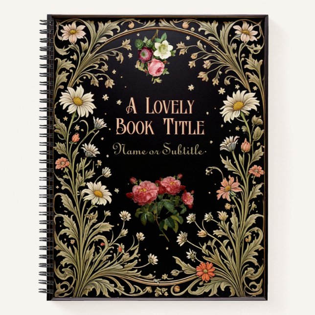 Cuaderno Midnight Garden Black Vintage Floral Whimsigoth (Anverso)