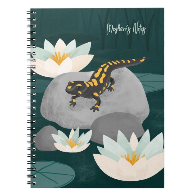 Cuaderno Midnight Pond Fire Salamander personalized  (Frente)
