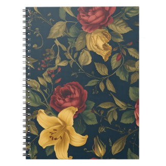 Cuaderno Midnight Victorian Floral – Yellow Lilies & Roses 
