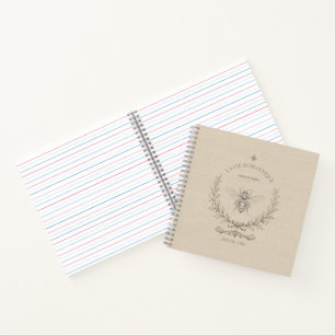Cuaderno Miel beige abeja francés campo vintage rústico