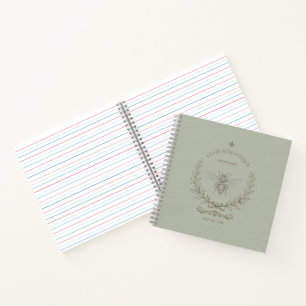 Cuaderno Miel de abeja verde salvia vintage campo francés
