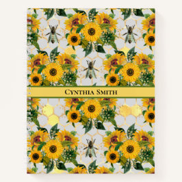 Cuaderno Miel de Girasoles Dorados y Abeja Real