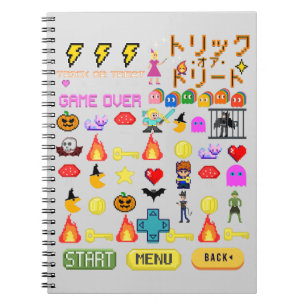 Cuaderno Mikitiez videojuego pixel halloween espeluznante m