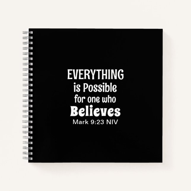 Cuaderno Milagro Biblia Verse Fe Cristiana Negro (Anverso)