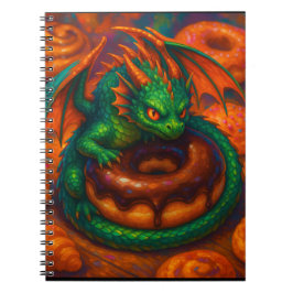 Cuaderno Mini Dragón verde lindo y arte de fantasía de donu