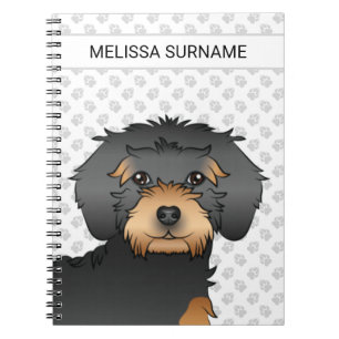 Cuaderno Mini Goldendoodle de dibujos animados negro y bron