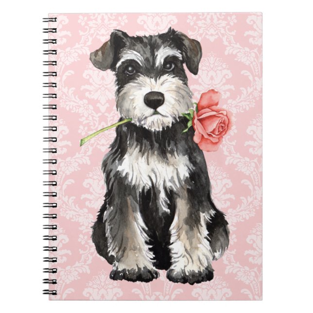 Cuaderno Mini Schnauzer subió tarjeta del día de San (Frente)