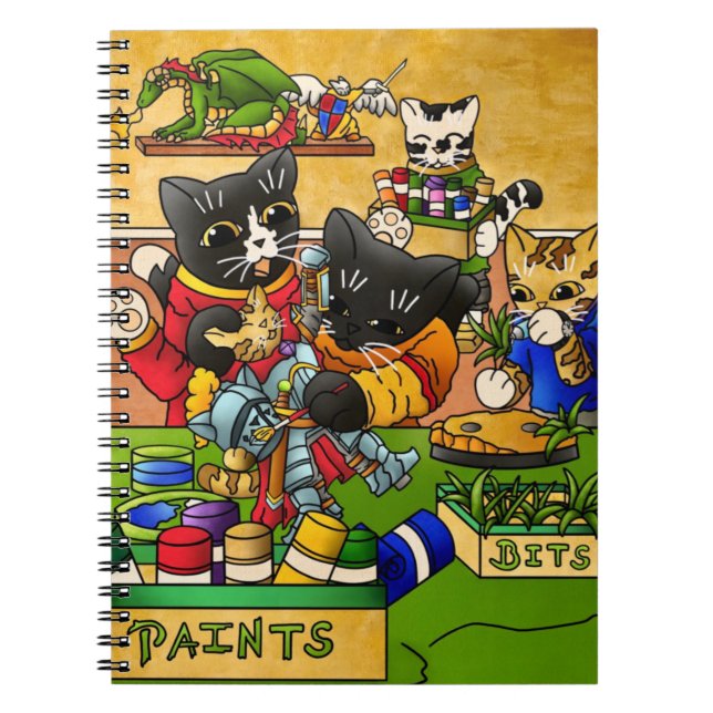 Cuaderno Miniatura Modelo de gato Knight para pintar gatos (Frente)