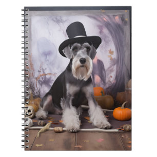 Cuaderno Miniatura Schnauzer Calabazas Halloween Espeluznan