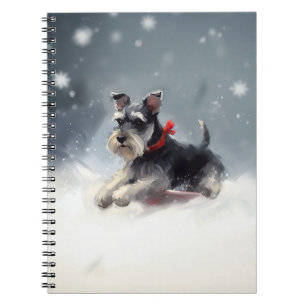 Cuaderno Miniature Schnauzer Navidad nieve invierno