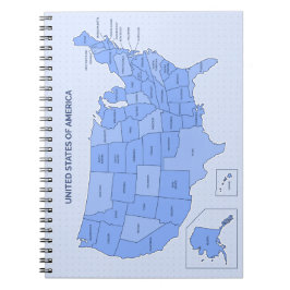 Cuaderno Minimal Blue United States Map Illustration