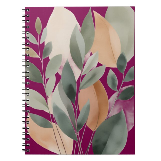 Cuaderno Minimal Botanical Leaf Pattern (Frente)