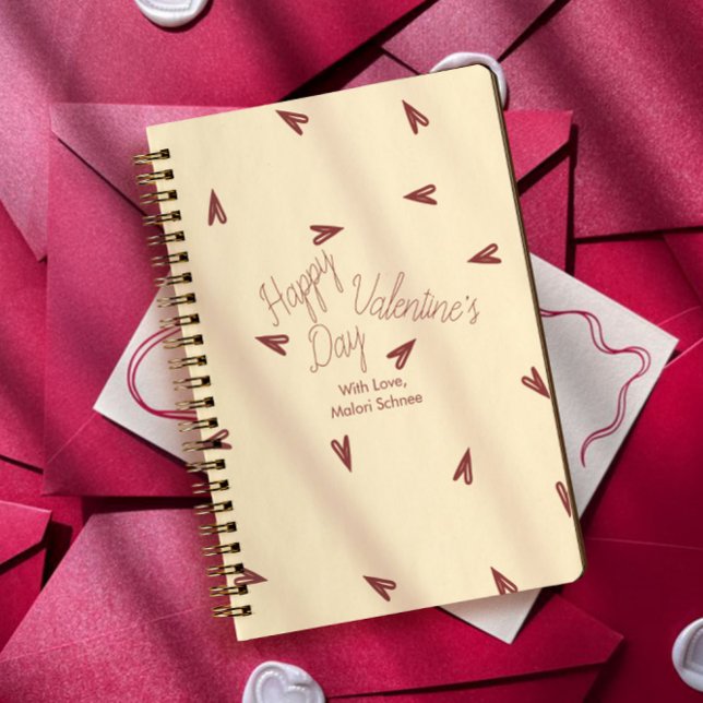 Cuaderno Minimal Burgundy & Cream Hearts Valentine (Subido por el creador)