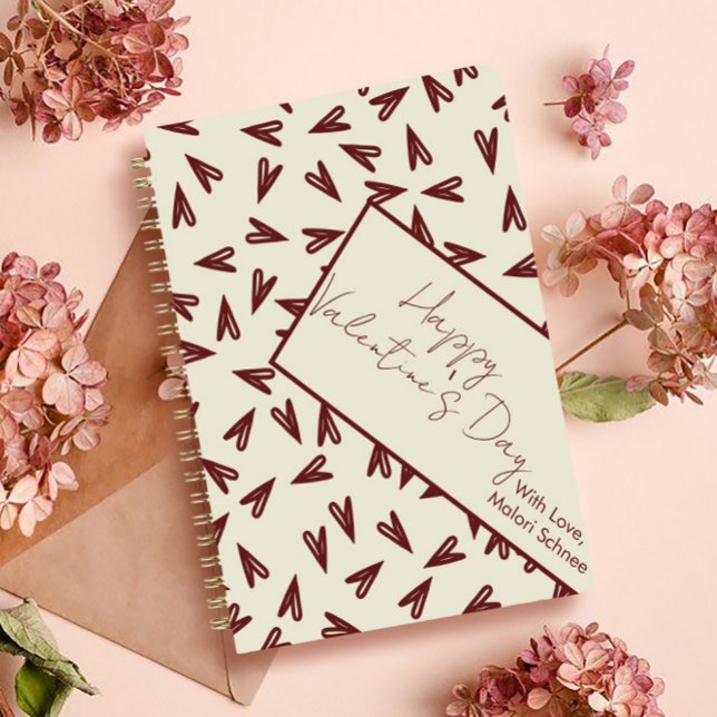 Cuaderno Minimal Burgundy & Cream Hearts Valentine (Subido por el creador)