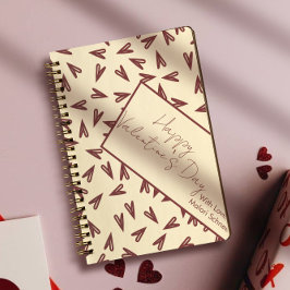 Cuaderno Minimal Burgundy & Cream Hearts Valentine