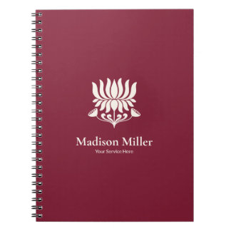 Cuaderno Minimal Burgundy Lotus Floral Yoga Wellness
