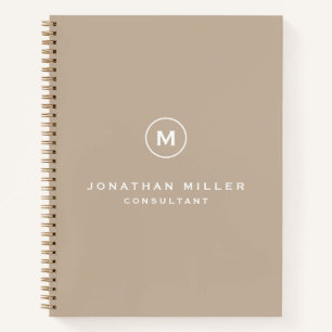 Cuaderno Minimal Classic Monograma Nombre Profesional Beige