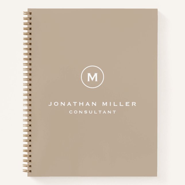 Cuaderno Minimal Classic Monograma Nombre Profesional Beige (Anverso)