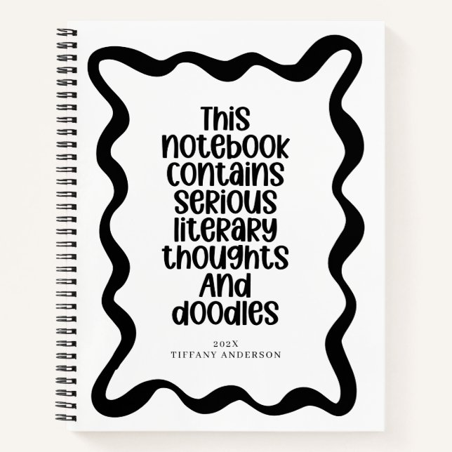 Cuaderno Minimal Funny Book Club Personalized Name Year (Anverso)
