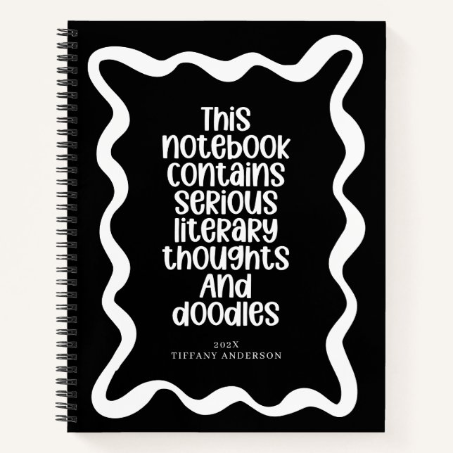 Cuaderno Minimal Funny Book Club Personalized Name Year (Anverso)