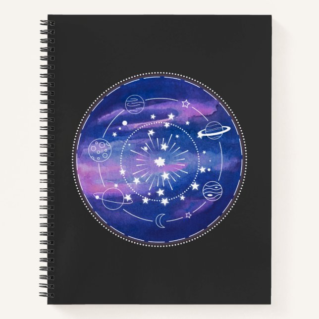 Cuaderno Minimal Galaxy Moon Design | Cosmic Aesthetic Art (Anverso)