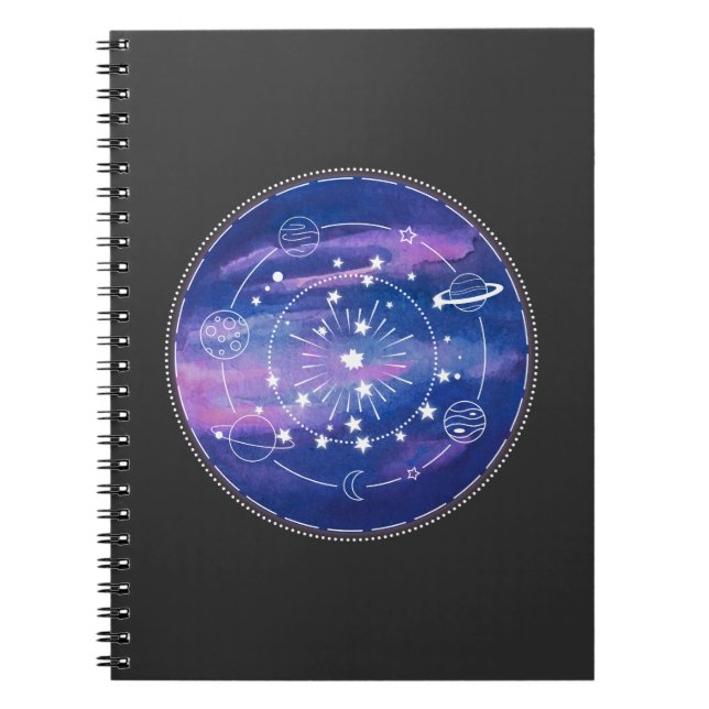 Cuaderno Minimal Galaxy Moon Design | Cosmic Aesthetic Art (Frente)