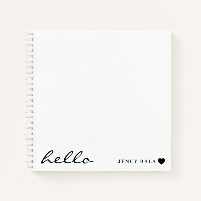 Cuaderno Minimal Hello Modern Heart Design (Anverso)