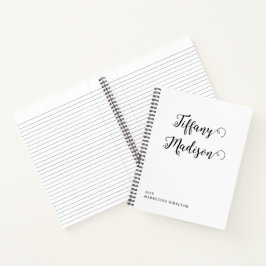 Cuaderno Minimal Monogram Black and White Custom Name Year