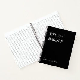 Cuaderno Minimal Monogram Black and White Custom Name Year