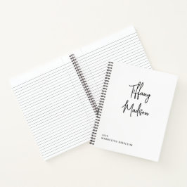 Cuaderno Minimal Monogram Black and White Custom Name Year
