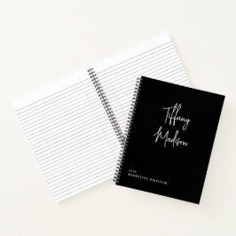 Cuaderno Minimal Monogram Black and White Custom Name Year