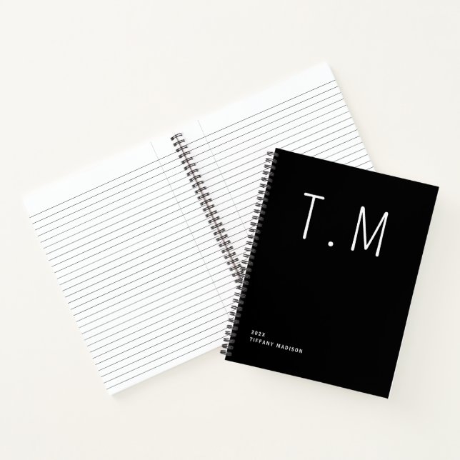 Cuaderno Minimal Monogram Black and White Custom Name Year (Interior)