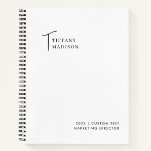 Cuaderno Minimal Monograma Nombre Personalizado Año Blanco 