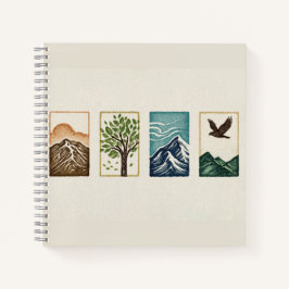 Cuaderno Minimal Nature Set – Mountain & Tree Art