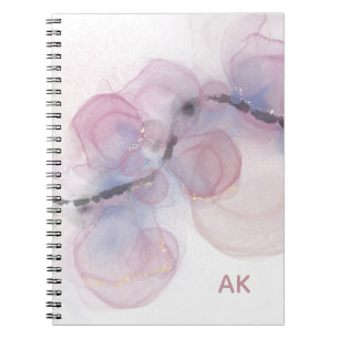 Cuaderno Minimal Pink Purple Glitter Monogram  Alcohol Ink