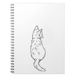 Cuaderno Minimalist Cat Back View Line Art Notebook