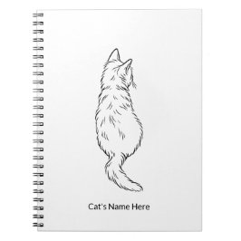 Cuaderno Minimalist Cat Line Art Personalized Name Notebook