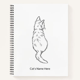 Cuaderno Minimalist Cat Line Art Personalized Name Notebook