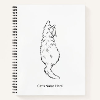 Cuaderno Minimalist Cat Line Art Personalized Name Notebook